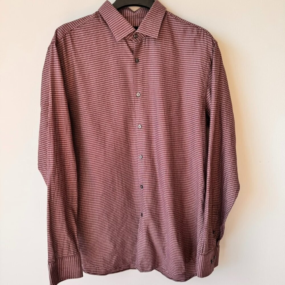 Hugo Boss Slim Fit Cotton Houndstooth Button-Up Shirt